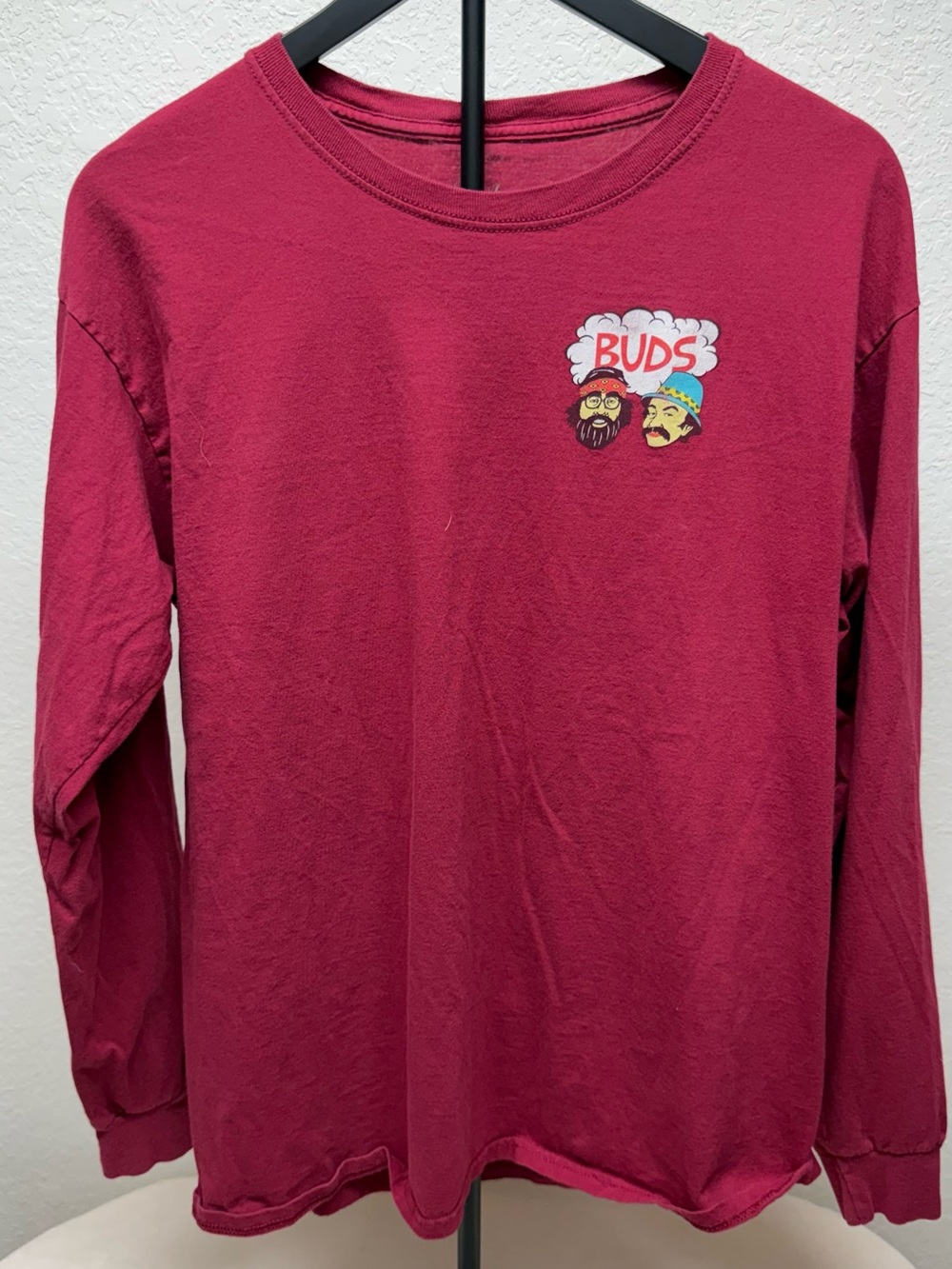 Burgundy Long-Sleeve 'Buds' Graphic Tee